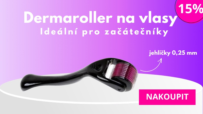 Dermaroller na vlasy pro začátečníky – 0,25 mm jehličky, podpora růstu vlasů, microneedling, 15% sleva.